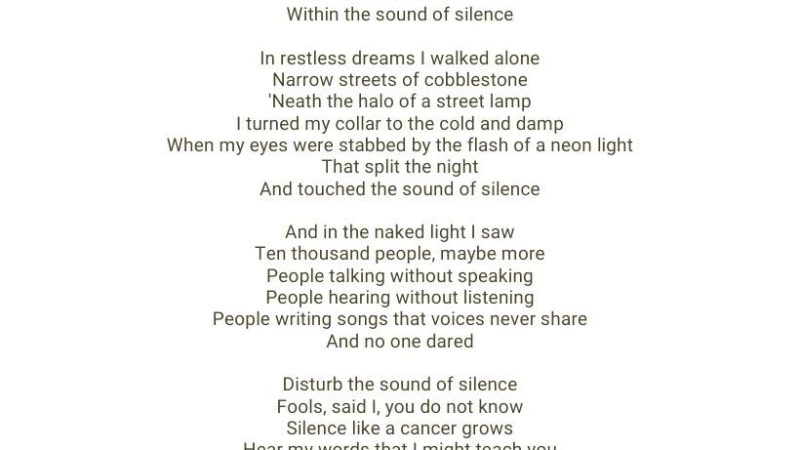 Lyrics For The Sound Of Silence