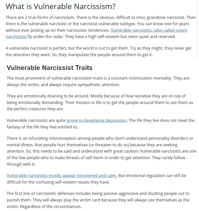 Vulnerable Narcissist